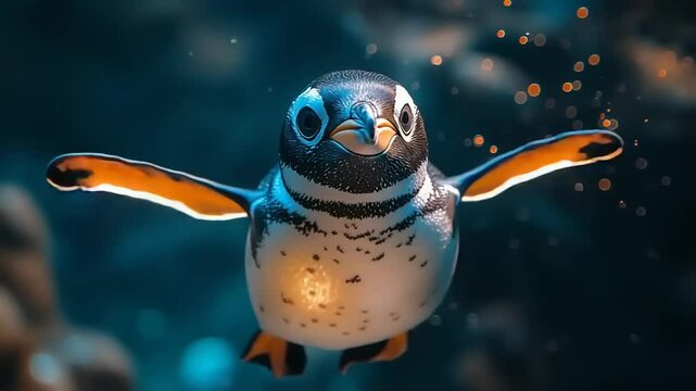 Close-up of a penguin swimming underwater