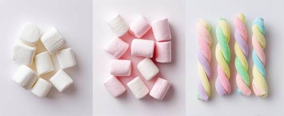 The vibrant collection of fluffy marshmallows and colorful candy twists