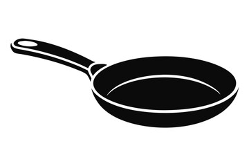 Black silhouette illustration of a frying pan or skillet with a handle