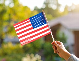 american flag in hand