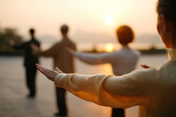 Participants practice qigong, enhancing wellness and mindfulness.