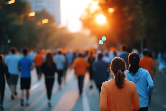 Striding together, individuals unite for a cause on World Health Day.