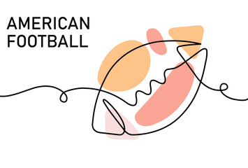 Creative line art drawing of an American football with abstract colored shapes behind it, symbolizing the sport and artistic expression.
