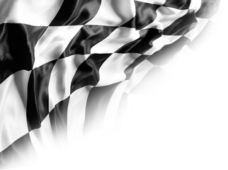 Checkered racing flag on white background