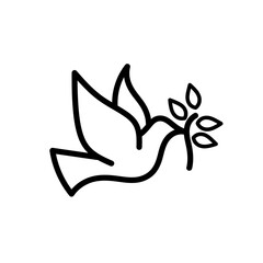 dove peace freedom pax christmas icon, vector illustration. illustration of a dove flying carrying a leaf. illustration of hope. icon of hope.