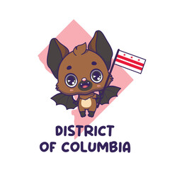 State animal Big Brown Bat holding the flag of District of Columbia