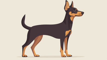 Elegant Standing Pinscher Dog Illustration in Simple Flat Design