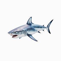 Obraz premium Great White Shark: Majestic predator of the ocean depths, powerful and sleek, a great white shark showcases its impressive size and striking features.