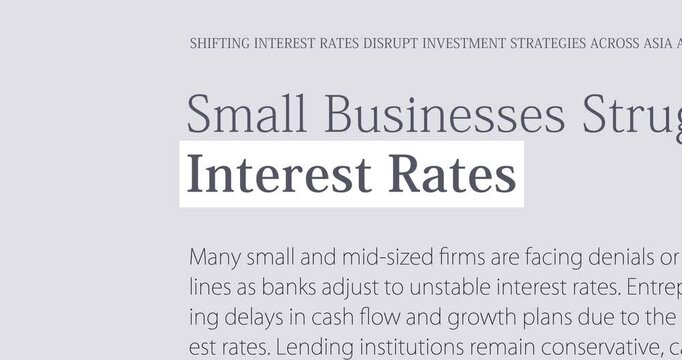 Interest Rates in the news overview titles across media, changing newspaper headlines sequence about interest rates theme, loop footage