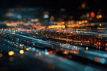 Dynamic visualization of abstract data analytics showcasing vibrant colors and intricate patterns in a high-tech environment