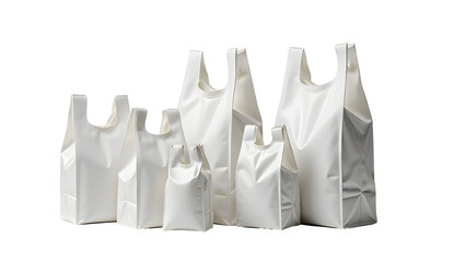 Symbol of plastic bags in different formats isolated with clipping path on white background
