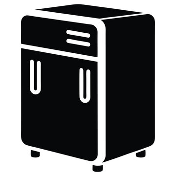 Illustrated Black MiniFridge with Rounded Edges and Small Legs for Appliance Designs