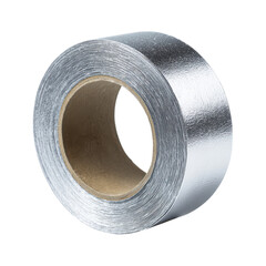 A silver duct tape roll ideal for sealing, repairing, and general-purpose use isolated on white background 