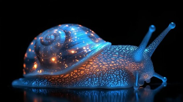 Illuminated snail shell with glowing details