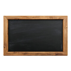 Horizontal black chalkboard with a wooden frame. Ideal for menus, messages, or artwork in restaurants, cafes, or homes. isolated on white background 