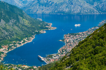 Aerial view of the Bay of Kotor, Montenegro