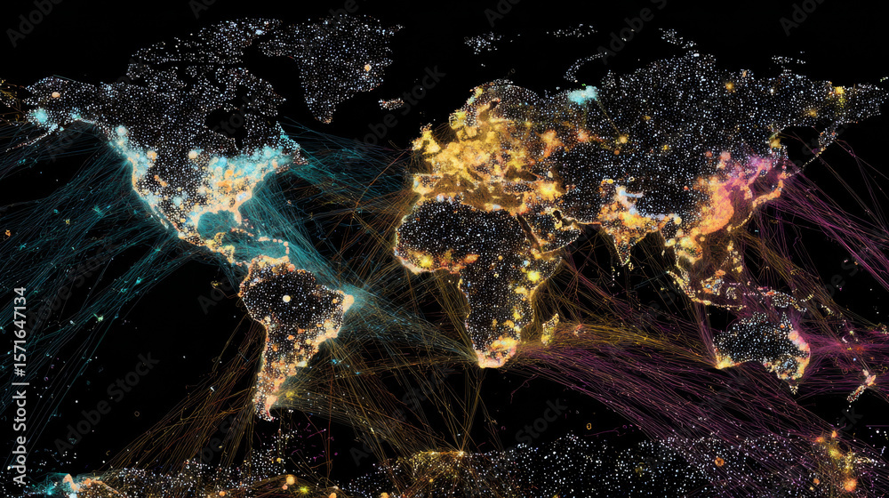 Poster global network connection banner design template. header social network communication in the global 