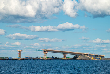 Section of the sea bridge construction