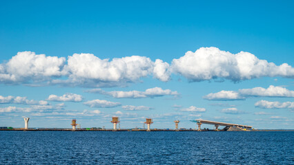 Section of the sea bridge construction