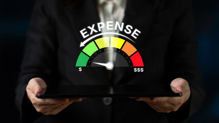 Expense control concept visualizing expense, cost, and spending with emphasis on budgeting, cost...