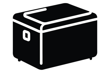Portable Refrigerator Icon Compact Fridge with Handle and Wheels Graphic Representation