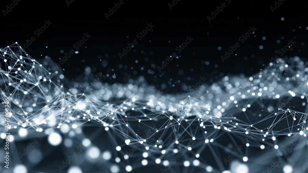 Poster abstract tech network connection dots. digital technology and big data analysis background. white ba