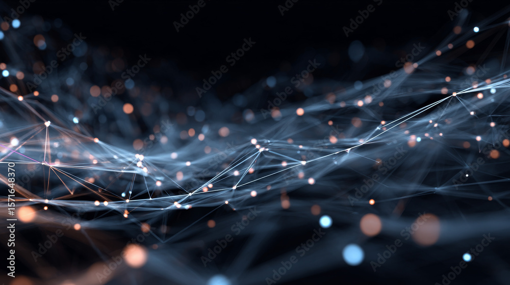 Poster abstract tech network connection dots. digital technology and big data analysis background. white ba