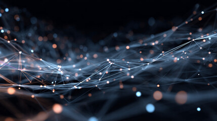Abstract tech network connection dots. Digital technology and big data analysis background. White background with plexus lines. Geometric background with abstract mesh.
