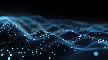 Abstract Background Waves of Dots and Weave Lines. Digital Network Connection Structure Technology Business Concept. Tech Science Presentation Backdrop Vector Illustration.