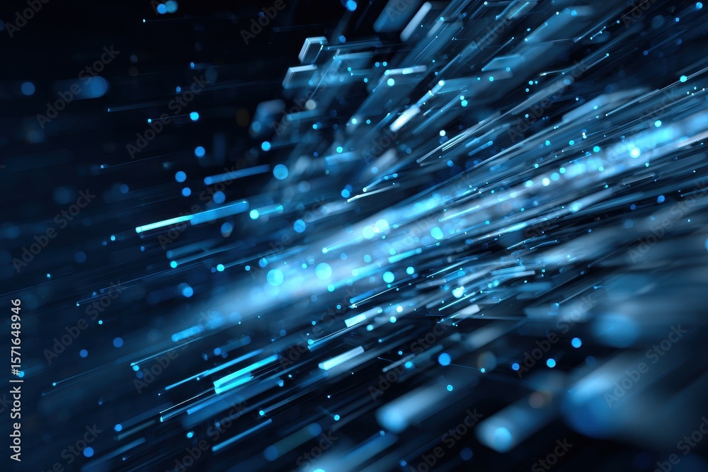Poster abstract futuristic composition of light beams creating dynamic energy patterns in a mesmerizing blu