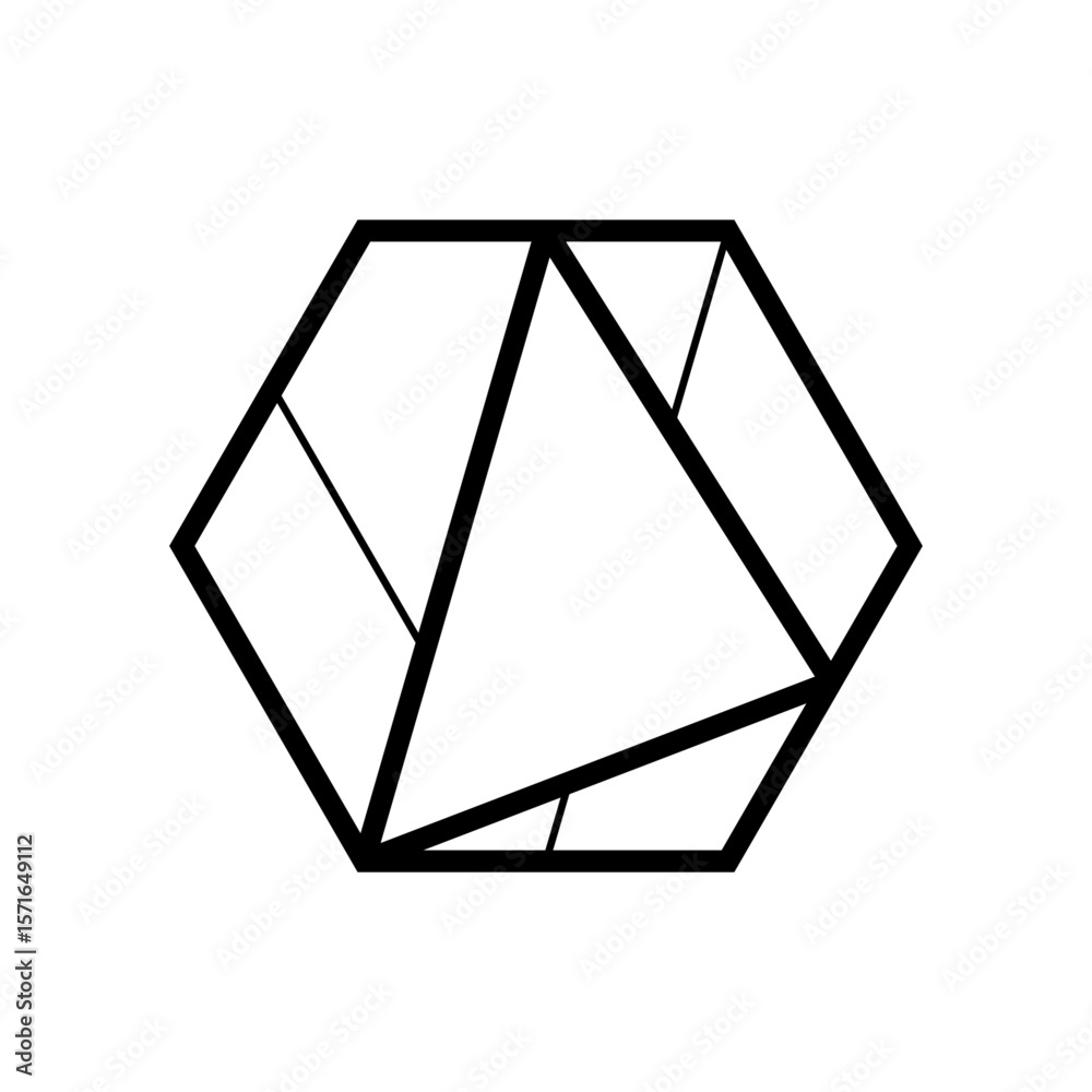 Fototapete Geometric hexagonal logo icon. Hexagon concept vector design with minimalistic linear style