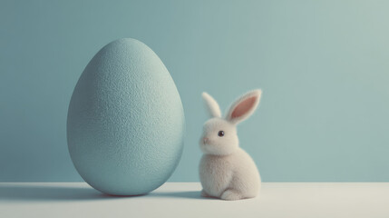Easter banner with egg and rabbit in digital style. Vector illustration of Easter background in technological style