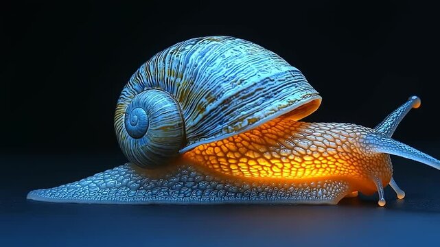 Illuminated snail shell detail