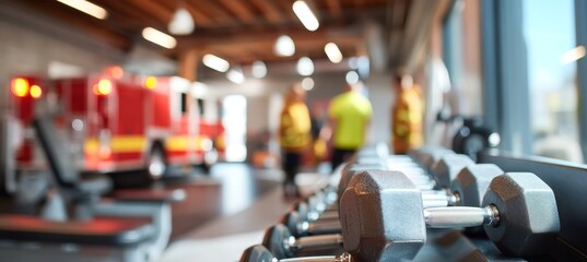 Firefighters engaging in exercise routines to maintain peak health and fitness. 
