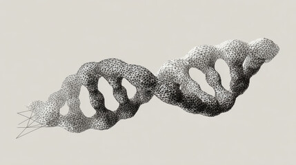 Scientific and technological background. An image of a DNA molecule with a wave of a geometric shape. Hand drawn vector.