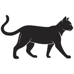 Obraz premium Cute Walking Cat Silhouette – Stylized Animal Vector