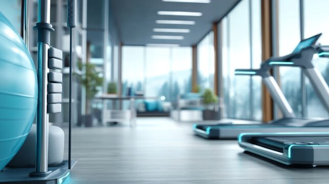 Ultramodern rehabilitation center featuring advanced tech-assisted tools.