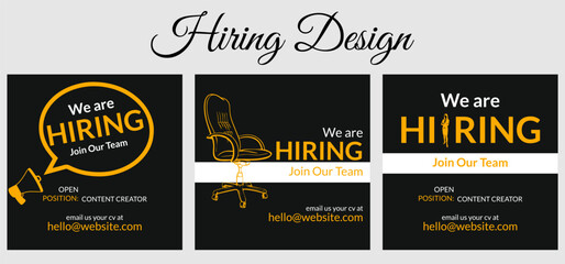 We are hiring job vacancy social media post banner design template with green and black color. We are hiring job vacancy square web banner design