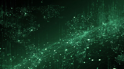 Digital technology poster cover speed connect dark green background, cyber information, abstract communication, innovation future tech data, internet network connection, Ai big data blend illustration