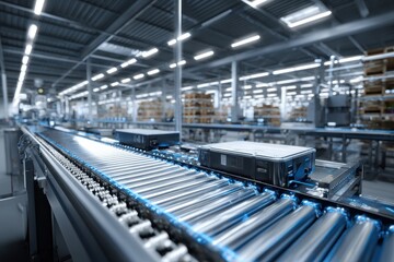 Naklejka premium Intelligent factory production line showcasing automated processes and advanced technology for efficient manufacturing operations