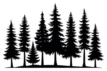 Fototapeta premium Abstract Black Pine Tree Silhouette – Minimal Nature Illustration for Eco-Friendly Design Projects
