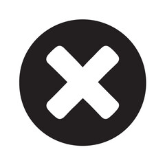 Obraz premium Simple black circle with a white cross symbol inside representing a close or cancel button