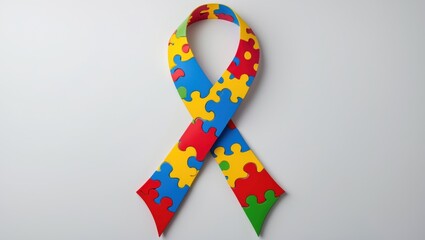 Colorful Autism Awareness Puzzle Ribbon 