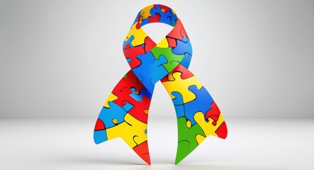 Colorful Autism Awareness Puzzle Ribbon 