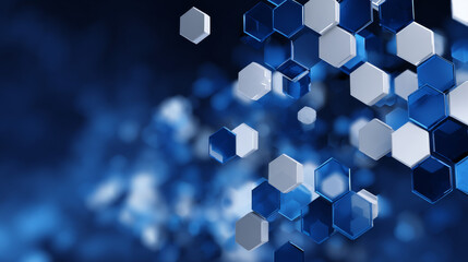 Abstract blue and white hexagon geometric background. Futuristic digital high-technology banner. Healthcare background. Vector illustration
