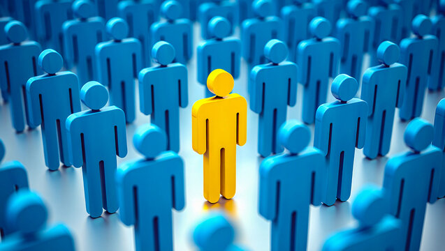 Stand out from the crowd concept leadership unique person different individuality talent distinction 3d