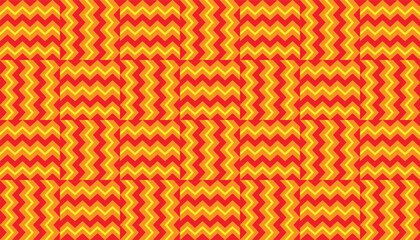 Bold and vibrant seamless zigzag pattern in red and yellow tones, forming energetic waves with a dynamic and playful design