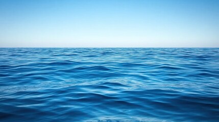 Obraz premium Calm ocean, vibrant blue, flat horizon