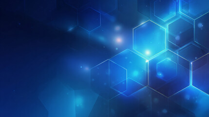 Modern abstract blue background with glowing geometric lines. Blue gradient hexagon shape design. Futuristic technology concept.