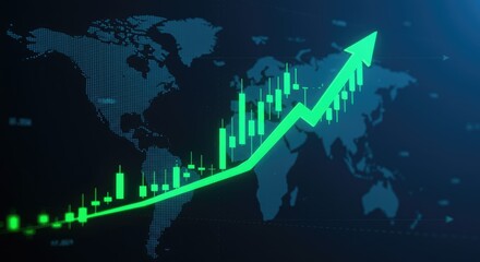 Financial Growth Concept Background with Glowing Green Stock Chart.
